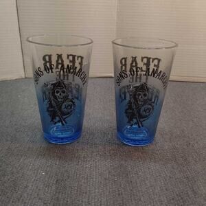 Sons of Anarchy Fear The Reaper Pint Glasses 2 Pack Just Funky Blue